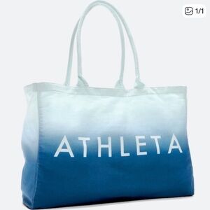 Athleta Blue Ombre 100% Cotton Canvas Women's Tote Bag